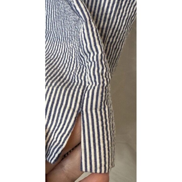 Talbots Women’s Blue White Stripe Seersucker Cotton Crop Pants Curvy Sz 14 - Picture 2 of 11